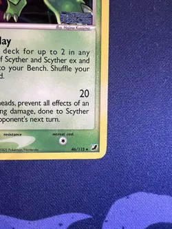Scyther Reverse Holo 46/115 ex Unseen Forces 2005 Pokemon Card LP! Stamped - Image 4