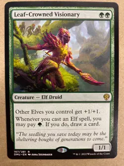 MTG 1x Leaf-Crowned Visionary Dominaria United Magic the Gathering Card x1 NM - Image 1