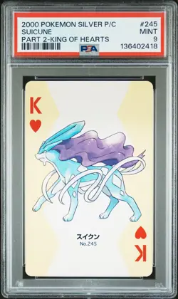 2000 POKEMON SILVER VERSION PART 2 PLAYING CARDS KING OF HEARTS SUICUNE PSA 9 - Image 1