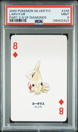 2000 POKEMON SILVER VERSION PART 2 PLAYING CARDS 8 OF DIAMONDS LARVITAR PSA 9 - Image 1