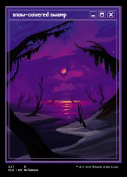1 x Snow-Covered Swamp (327) - Foil - Secret Lair - Moderate Play - MTG - Image 1