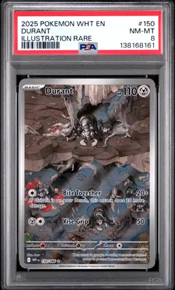 2025 POKEMON WHT EN-WHITE FLARE ILLUSTRATION RARE #150 DURANT PSA 8 - Image 1