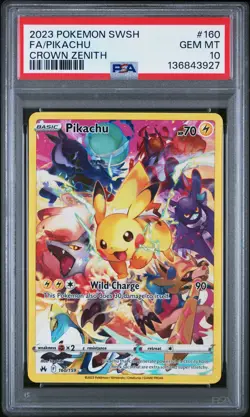 2023 POKEMON SWORD & SHIELD CROWN ZENITH #160 FULL ART/PIKACHU PSA 10 - Image 1