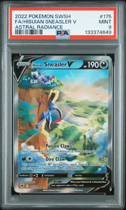 2022 POKEMON SWORD & SHIELD ASTRAL RADIANCE FULL ART/HISUIAN SNEASLER V PSA 9 - Image 1