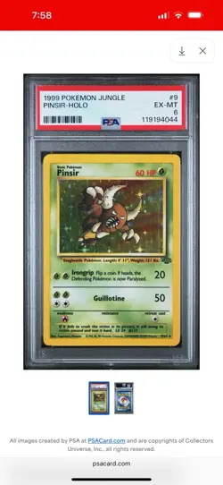 1999 POKEMON JUNGLE #9 PINSIR-HOLO PSA 6, Free Shipping - Image 1