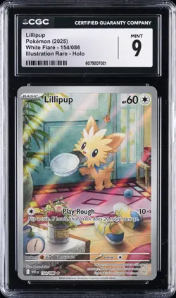 2025 POKEMON WHT EN-WHITE FLARE ILLUSTRATION RARE #154 LILLIPUP CGC 9 - Image 1