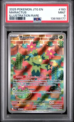 2025 POKEMON JTG EN-JOURNEY TOGETHER ILLUSTRATION RARE #160 MARACTUS PSA 9 - Image 1