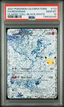 2021 POKEMON CELEBRATIONS CLASSIC COLLECTION #113 FULL ART/RESHIRAM PSA 10 - Image 1
