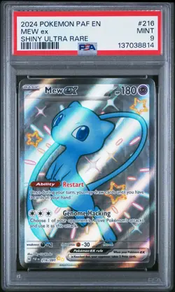 2024 POKEMON PAF EN-PALDEAN FATES SHINY ULTRA RARE #216 MEW EX PSA 9 - Image 1