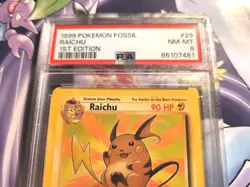 Pokemon 1st Edition Raichu Fossil 29/62 PSA 8 - Image 4