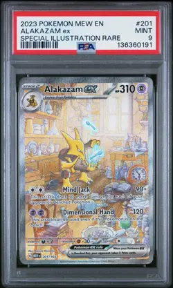 2023 POKEMON MEW EN-151 SPECIAL ILLUSTRATION RARE #201 ALAKAZAM EX PSA 9 - Image 1