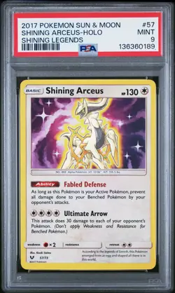 2017 POKEMON SUN & MOON SHINING LEGENDS #57 SHINING ARCEUS-HOLO PSA 9 - Image 1