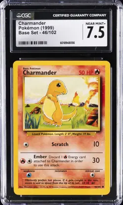 1999 POKEMON BASE SET #46/102 CHARMANDER CGC 7.5 - Image 1