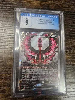 Pokemon TCG Galarian Moltres v Full Art Ultra Rare Chilling Reign CGC 9 - Image 1
