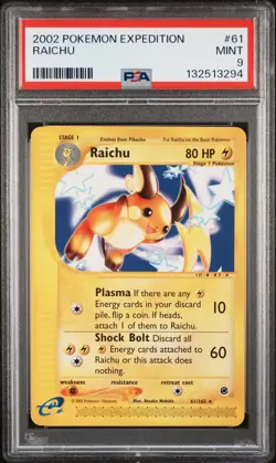 2002 POKEMON EXPEDITION #61 RAICHU PSA 9 - Image 1