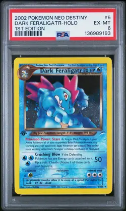 2002 POKEMON NEO DESTINY 1ST EDITION #5 DARK FERALIGATR-HOLO PSA 6 - Image 1