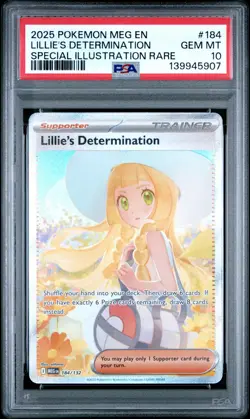 2025 POKEMON MEG SPECIAL ILLUSTRATION RARE #184 LILLIE'S DETERMINATION PSA 10 - Image 1