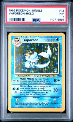 1999 POKEMON JUNGLE #12 VAPOREON-HOLO PSA 7 - Image 1