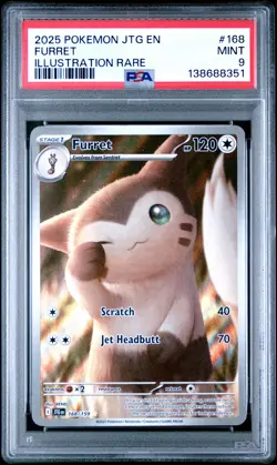 2025 POKEMON JTG EN-JOURNEY TOGETHER ILLUSTRATION RARE #168 FURRET PSA 9 - Image 1