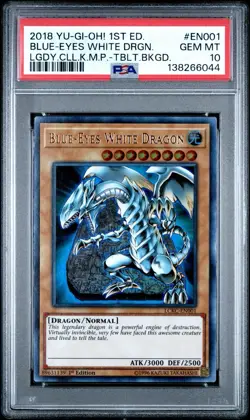 2018 PSA 10 YUGIOH LCKC 1ST ED ULTRA RARE BLUE EYES WHITE DRAGON 💫 - Image 1