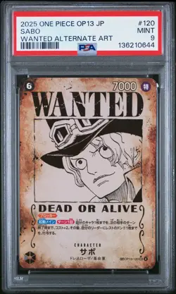 2025 ONE PIECE JPN OP13-CARRYING ON HIS WILL WANTED ALTERNATE ART SABO PSA 9 - Image 1