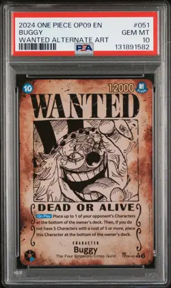 2024 ONE PIECE OP09-EMPERORS IN THE NEW WORLD WANTED ALTERNATE ART BUGGY PSA 10 - Image 1