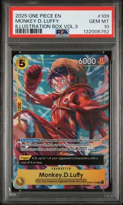 2025 ONE PIECE PROMOS ILLUSTRATION BOX VOL.3 #109 MONKEY D. LUFFY PSA 10 - Image 1