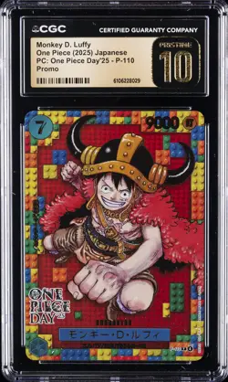 2025 ONE PIECE JPN PC ONE PIECE DAY PROMO #P-110 MONKEY D. LUFFY CGC 10 PRISTINE - Image 1