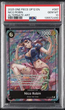 2025 ONE PIECE OP12-LEGACY OF THE MASTER ALTERNATE ART #087 NICO ROBIN PSA 10 - Image 1