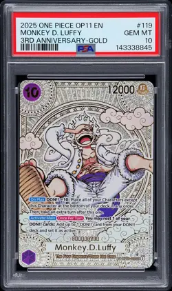 2025 ONE PIECE OP11-3RD ANNIVERSARY-GOLD MONKEY D. LUFFY PSA 10 - Image 1