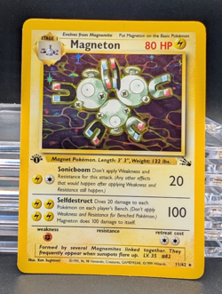 Pokemon TCG 1st Edition Magneton 11/62 Fossil Rare Holo Card WOTC - Image 1