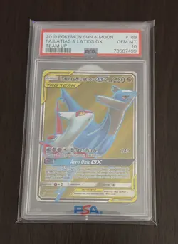 Pokemon TCG Sun & Moon Team Up Latias Latios GX Full Art Card 169/181 PSA 10 - Image 1
