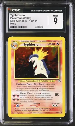 CGC 9 MINT Typhlosion 2000 Neo Genesis 18/111 Holo Pokemon Card - Image 1