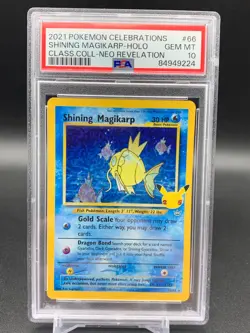 PSA 10 Shining Magikarp 66/64 Celebrations Classic Collection Pokemon Card - Image 1