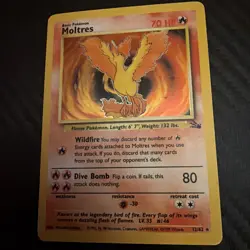 Moltres 12/62 Fossil Pokemon Card Unlimited Holo Rare Moderately Played MP - Image 1