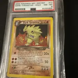 Pokemon TCG Dark Tyranitar Neo Destiny Holo Rare Card 11/105 PSA 8 NM-MT Swirl - Image 1