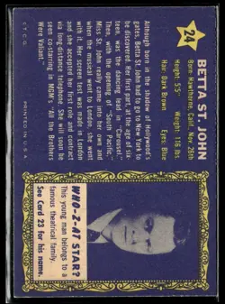 1953 Topps Who-Z-at Stars Betta ST. John EXMT SET Break #24 - Image 2