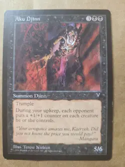 MTG Magic the Gathering Aku Djinn Visions Black Rare (Terese Nielsen) English LP - Image 1