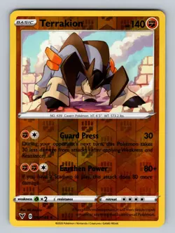 Terrakion 092/185 Reverse Holo SWSH04: Vivid Voltage NM - LP Pokemon TCG - Image 1