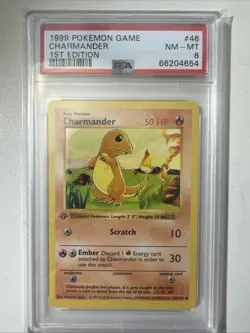 Pokemon PSA 8 1st Edition Charmander 046/102 Base Set (Shadowless) - Image 1