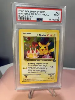 SWIRL Birthday Pikachu Holo #24 Black Star Promo 2000 Pokemon | PSA 9 - Image 1