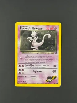 Rocket’s Mewtwo HOLO Gym Challenge 14/132 Original Vintage Pokemon Cards MP - Image 1