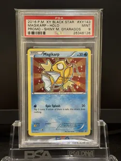 2016 POKEMON XY BLACK STAR PROMO SHINY MEGA GYARADOS #XY143 MAGIKARP-HOLO PSA 9 - Image 1