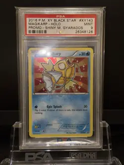 2016 POKEMON XY BLACK STAR PROMO SHINY MEGA GYARADOS #XY143 MAGIKARP-HOLO PSA 9 - Image 2