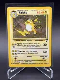 Pokemon TCG Base Set 2 Holo Unlimited Holo Rare Raichu 16/130 - NM - Image 1