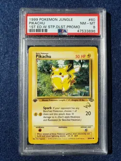 1999 Pokemon Jungle Pikachu - 1st Edition W Stamp DLST Promo - PSA 8 - Duelist - Image 1