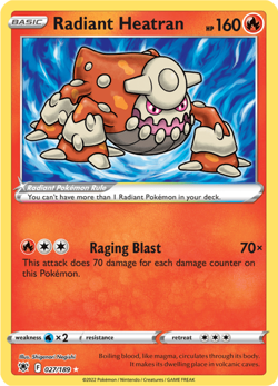 Radiant Heatran 027/189 Ultra Rare Astral Radiance Pokemon TCG Near Mint - Image 1