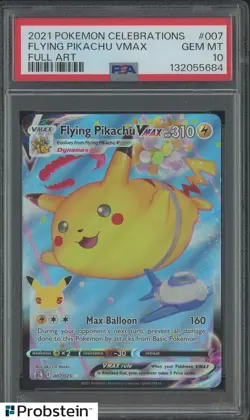 2021 Pokemon Celebrations Full Art #007 Flying Pikachu VMAX PSA 10 - Image 1