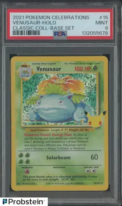 2021 Pokemon Celebrations Classic Coll Base Set #15 Venusaur Holo PSA 9 - Image 1