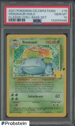 2021 Pokemon Celebrations Classic Coll Base Set #15 Venusaur Holo PSA 10 - Image 1